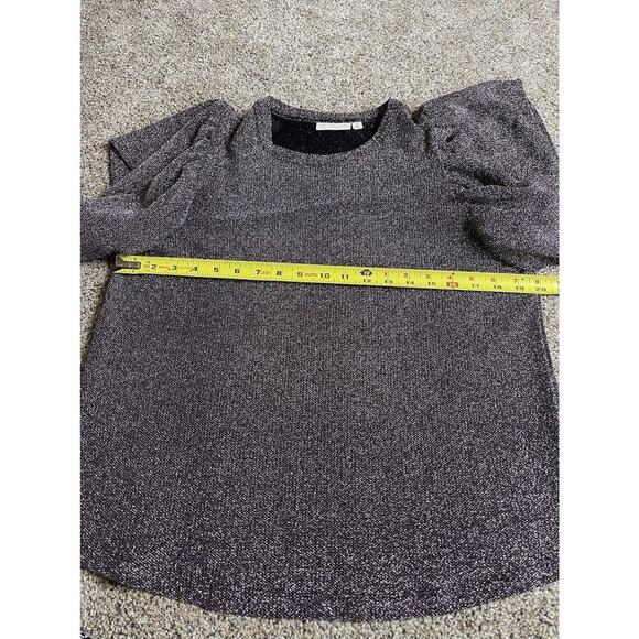 Happy x Nature Women's Ruffle Metallic Purple Black Blouse Top Size Small - Picture 6 of 6